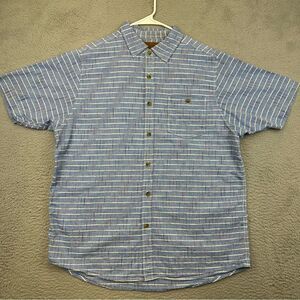 Clear Water Outfitters Shirt Mens Large Blue‎ Button Fishing Camp Hiking Outdoor